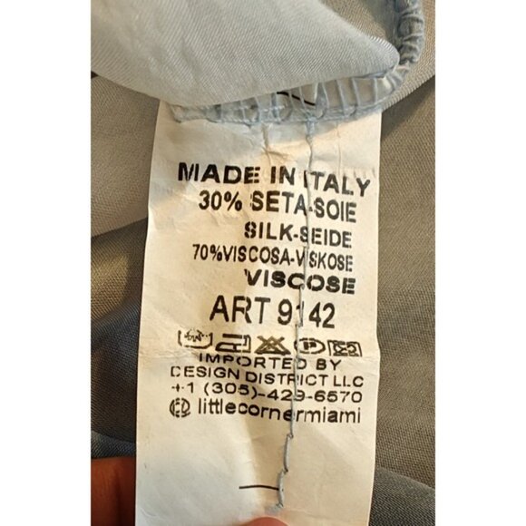 Made In Italy White & Blue Ombre Button Front Silk Viscose Blend Tunic One Size - Picture 9 of 9